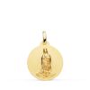 Medalla de la Virgen de Guadalupe en oro amarillo de 18 quilates lisa y matizada de 18 milímetros