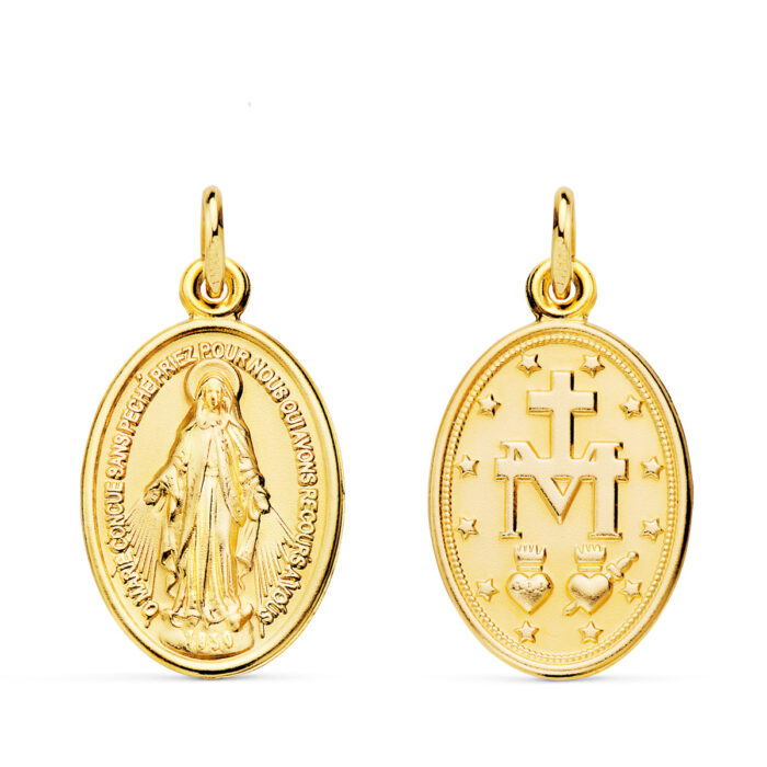 18K MEDALLA ORO AMARILLO VIRGEN MILAGROSA OVAL 29 X 18 MM