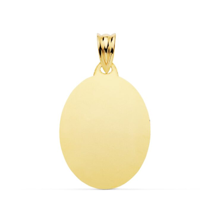 18K PLACA CHAPA OVAL ORO AMARILLO BRILLO 23X18 MM