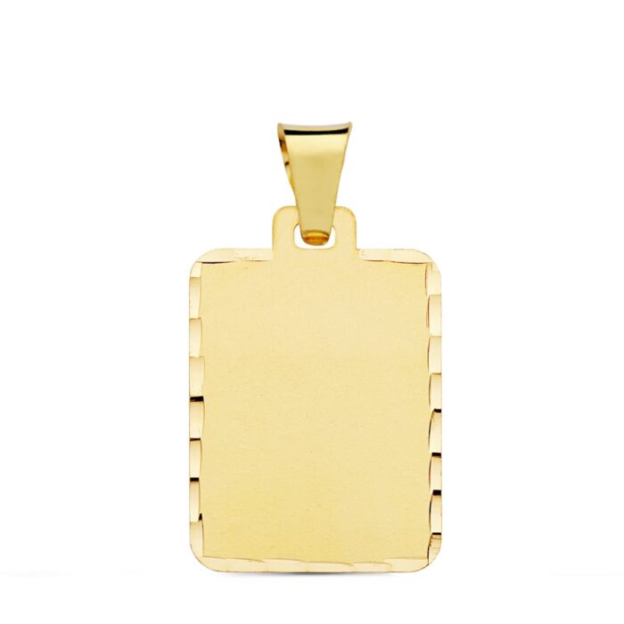 18K PLACA CHAPA ORO AMARILLO MATE TALLADA 24X19 MM