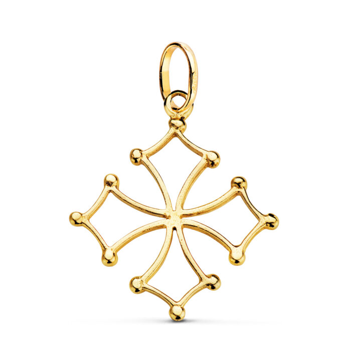 Colgante Cruz de Occitania en Oro Amarillo 18K – 28 x 24 mm