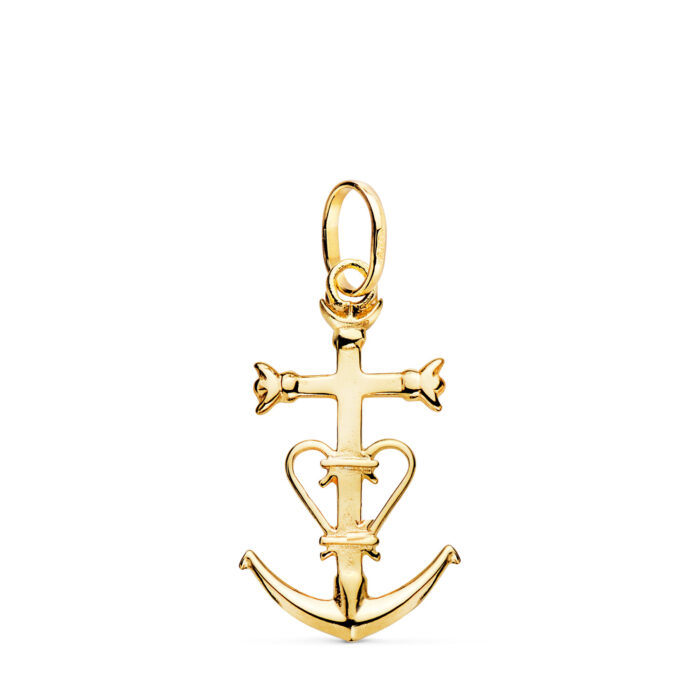 18K COLGANTE CRUZ DE LA CAMARGA ORO AMARILLO. 23 X 13 MM