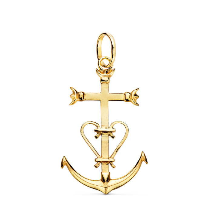 18K COLGANTE CRUZ DE LA CAMARGA ORO AMARILLO. 32 X 20 MM