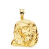 Colgante de oro amarillo de 18 quilates con el rostro de Cristo y potencias en altorrelieve, tamaño mediano-grande 26x21 mm.
