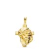 Colgante de oro amarillo de 18 quilates con la Cabeza de Cristo sobre una cruz, peso 2.40 gramos y tamaño 26x18 mm.