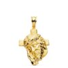 Colgante de oro amarillo de 18 quilates con el rostro de Cristo en relieve sobre una cruz, tamaño medio 31x21 mm.