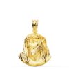 Colgante de oro amarillo de 18 quilates con el rostro de Cristo estilo Murillo en relieve, tamaño 23x18 mm sobre fondo blanco.