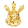 Colgante de oro amarillo de 18 quilates con el rostro de Cristo y tres potencias superiores en relieve, tamaño grande 38x29 mm.