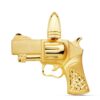 Colgante con forma de pistola en oro amarillo de 18 quilates, diseño detallado de 46x39 mm.