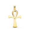 Colgante Cruz de la Vida o Ankh egipcio en oro amarillo de 18 quilates, superficie lisa con acabado brillante, tamaño 36x23 mm.