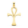 Cruz de la Vida egipcia (Ankh) en oro amarillo de 18 quilates con acabado pulido brillante, tamaño grande 40x30 mm, colgante de joyería fina.