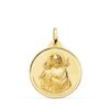Medalla grande de San José y el Niño Jesús de 24 mm en oro amarillo de 18 quilates con bisel exterior pulido brillante.