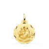 Medalla de San Antonio de Padua en oro amarillo de 18 quilates, 20 mm de diámetro, con borde tallado brillante y centro en relieve.