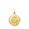 Medalla de San Antonio de Padua en oro amarillo de 18 quilates, 18 mm, con borde de talla cruzada brillante y relieve central.