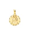 Medalla redonda de oro amarillo 18k con el Ángel Burlón, esfera de reloj y borde con tallado facetado brillante de 16 mm
