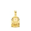 Medalla de oro amarillo 18k con forma de arco, figura del Niño de la Hora, reloj y borde tallado brillante 18x11 mm