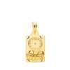Medalla rectangular de oro amarillo 18k con figura del Niño de la Hora, reloj y borde tallado brillante de 19x11 mm