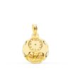 Medalla redonda de oro amarillo 18k del Niño de la Hora con borde tallado brillante de 15 mm