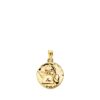 Medalla pequeña redonda de 16 mm en oro de 18k con motivo de ángel burlón y acabado pulido