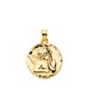 Medalla de oro amarillo de 18k con relieve del ángel burlón y acabado pulido brillante de 24 mm