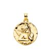 Medalla circular grande de ángel burlón en oro amarillo de 18 quilates acabado brillo espejo 28 mm