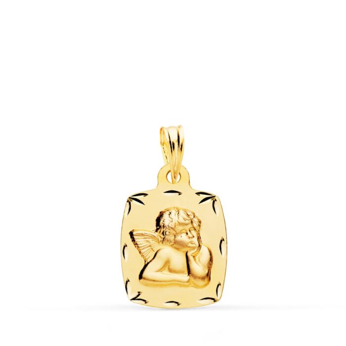 Medalla Tonel Ángel Burlón en Oro Amarillo 18K - Modelo Ligero (20x13 mm)