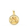 Medalla Ángel Burlón en Oro Amarillo 18K - Bisel Liso (16 mm)