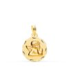 Medalla Ángel Burlón en Oro Amarillo 18K - Bisel Tallado (16 mm)