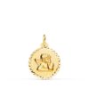 Medalla Ángel Burlón en Oro Amarillo 18K - Cerco Tallado (16 mm)