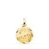 Medalla Niño del Pesebre en Oro Amarillo 18K - Bisel Tallado (16 mm)