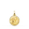 Medalla Ángel "Yo te Guardaré" en Oro Amarillo 18K - Bisel Tallado (16 mm)