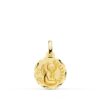 Medalla de Oro Amarillo 18K Ángel "Yo te guardaré" Tallada – 14 mm