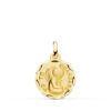 Medalla de Oro Amarillo 18K Ángel "Yo te guardaré" Tallada – 16 mm