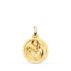 Medalla Ángel de la Guarda con Niño en Cuna Oro 18K - Bisel Tallado 15 mm