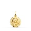 Medalla Angelito Burlón con Paloma en Oro Amarillo 18K con Bisel – 16 mm