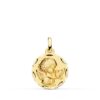 Medalla Angelito Burlón con Paloma Oro 18K - Borde Tallado 16 mm