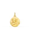 Medalla Ángel Niña Revoltosa de Oro Amarillo 18K - Acabado Matizado 14 mm