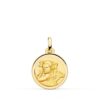 Medalla Ángel Niña Revoltosa en Oro Amarillo 18K con Bisel – 16 mm