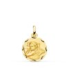 Medalla Ángel Niña Revoltosa de Oro Amarillo 18K - Acabado Tallado 16 mm