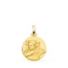 Medalla Ángel Niña Revoltosa de Oro Amarillo 18K - Acabado Matizado 16 mm