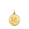 Medalla Ángel Niña Revoltosa de Oro Amarillo 18K con Bisel - 18 mm