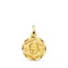 Medalla Ángel en la Nube de Oro Amarillo 18K - Acabado Tallado 16 mm
