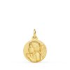 Medalla Ángel Niño Piadoso en Oro Amarillo 18K - 14 mm Acabado Matizado