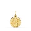 Medalla Ángel Niño Piadoso en Oro Amarillo 18K - 16 mm con Bisel Pulido