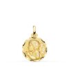 Medalla Ángel Niño Piadoso en Oro Amarillo 18K - 16 mm con Borde Tallado