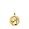 Medalla Ángel Niño Piadoso en Oro Amarillo 18K - 16 mm Acabado Brillo