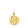 Medalla Ángel Niño Piadoso en Oro Amarillo 18K - 16 mm Acabado Matizado