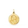 Medalla Ángel Niño Piadoso en Oro Amarillo 18K - 18 mm con Bisel Pulido