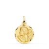 Medalla Ángel Niño Piadoso en Oro Amarillo 18K - 18 mm con Borde Tallado