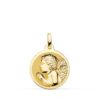 Medalla Ángel Niño Piadoso en Oro Amarillo 18K - 18 mm Acabado Brillo
